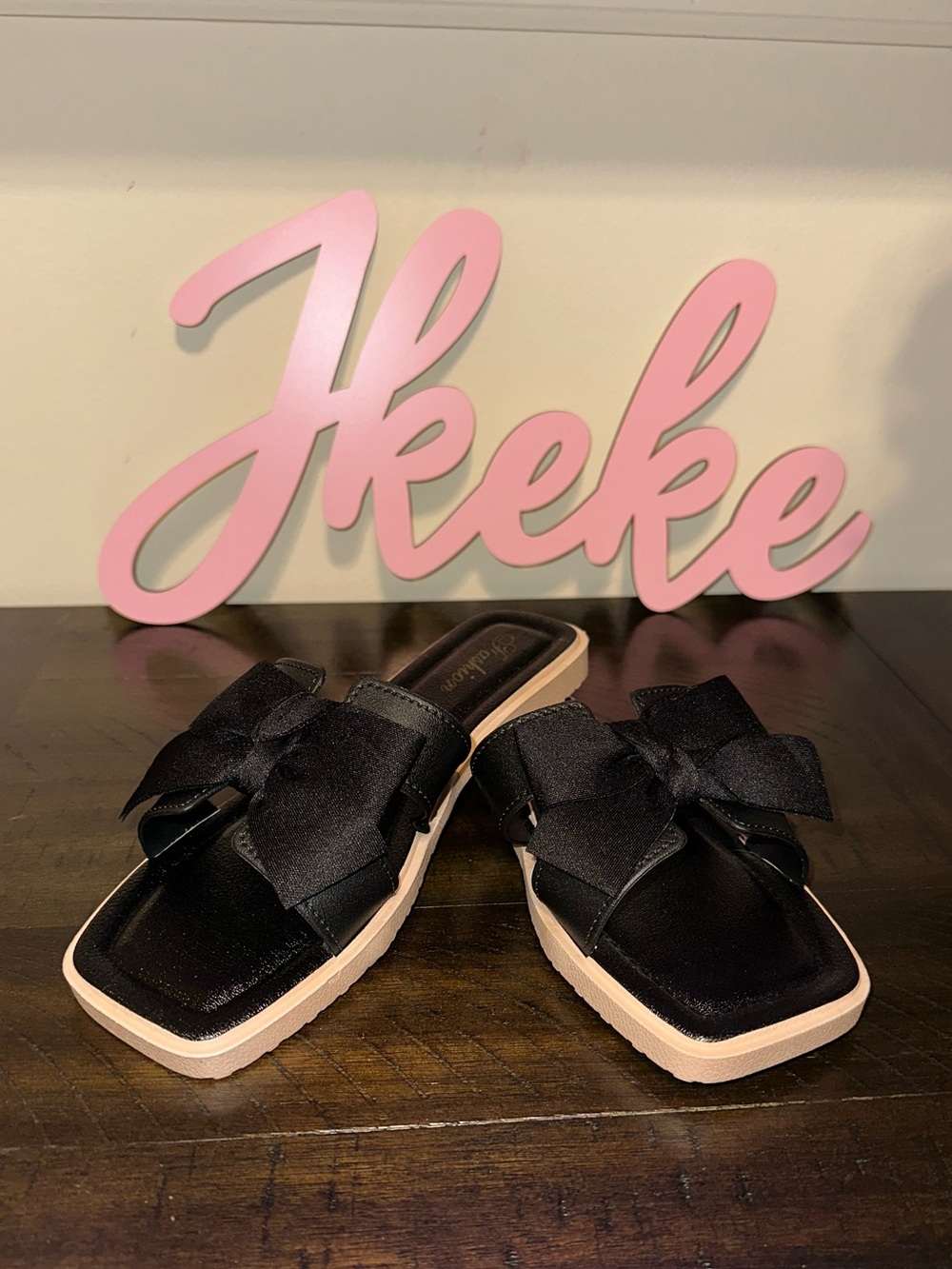 Black Bow Slide Comfortable Sandals for Women size 8 - Picture 2 of 5